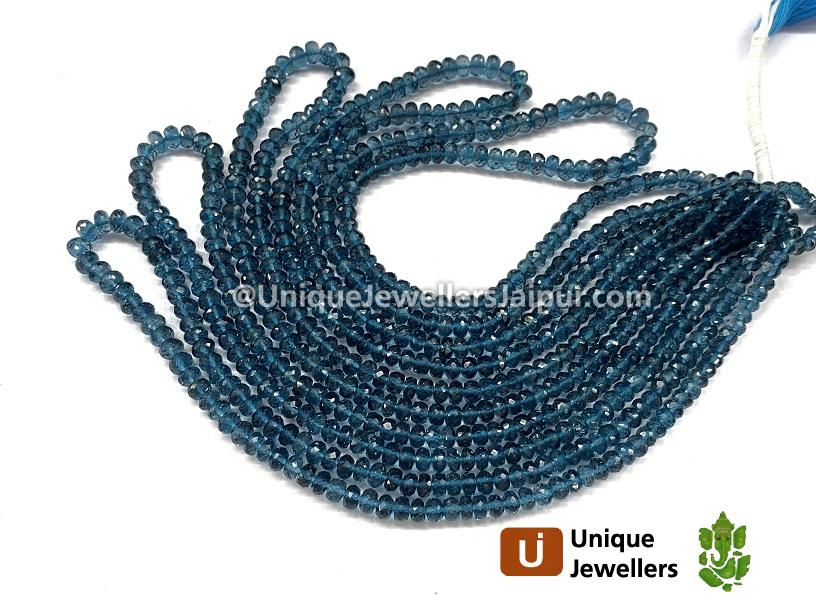 London Blue Topaz Faceted Roundelle Beads